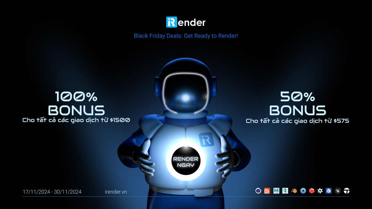 iRender - Black Friday bonus đến 100%