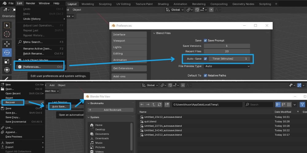 Cách khôi phục dữ liệu khi Blender bị crash 3
